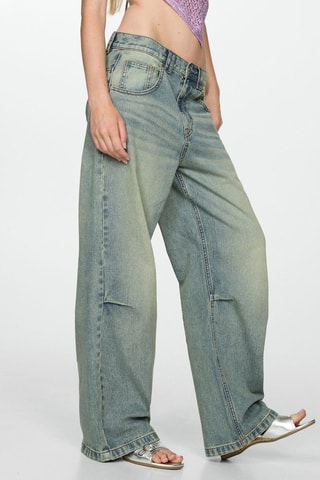 Jean wideleg plis taille basse - Bleu