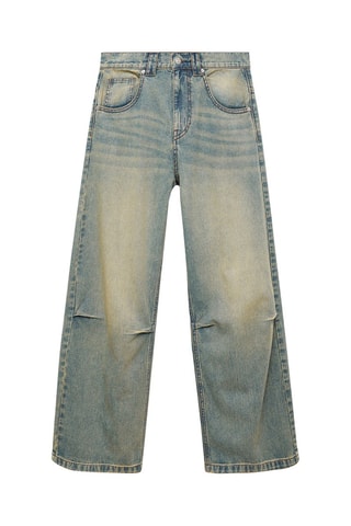 Jean wideleg plis taille basse - Bleu