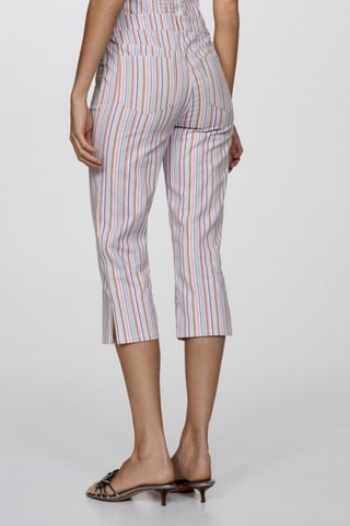 Jean capri rayures - Rose pastel