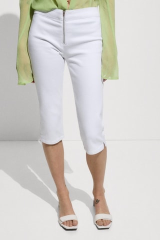 Jean slim capri fermeture Éclair - Blanc