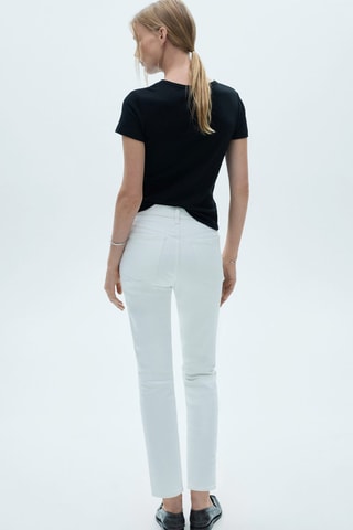 Jean Claudia slim crop - Blanc