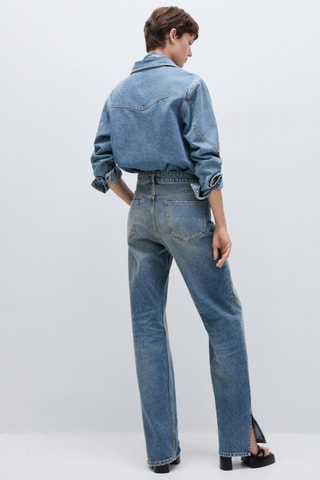 Jean droit taille normale ouvertures - Bleu marine