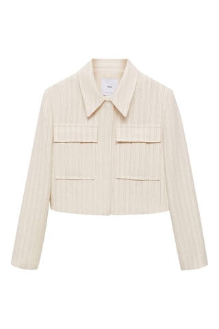 Veste poches rayures - Écru