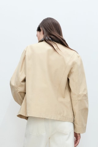 Veste en coton à col contrasté - Gris clair