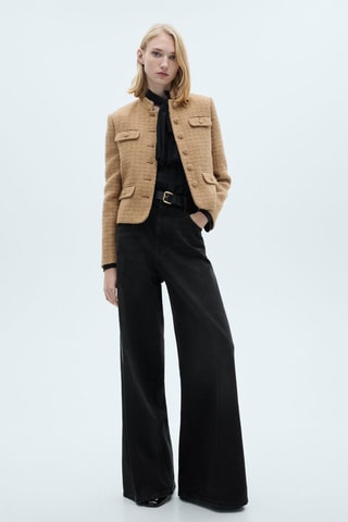 Veste tweed col officier - Marron