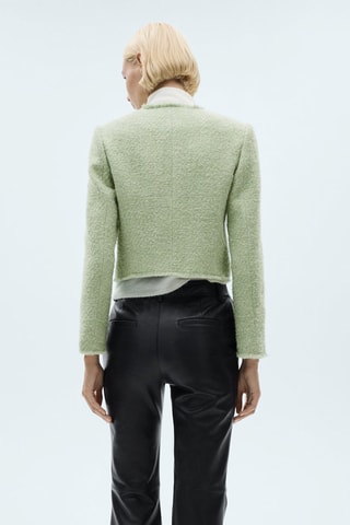 Veste tweed zippée - Vert pastel