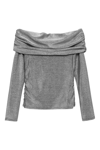 Top Lurex épaules dénudées - Argenté