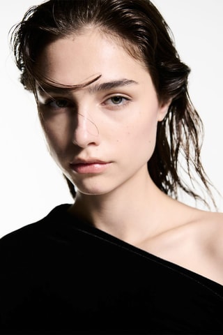 Top velours asymétrique - Noir