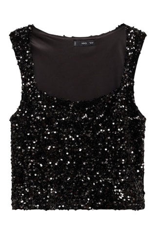 Top bretelles à sequins - Noir