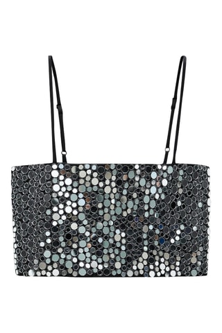 Crop top cristaux - Gris