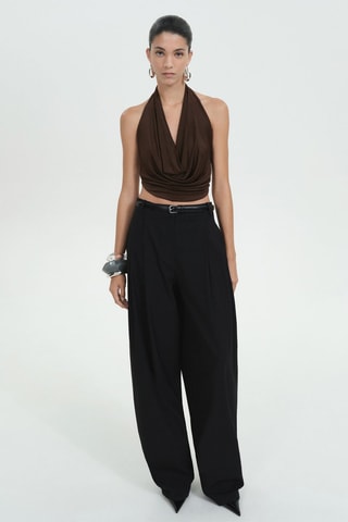 Top encolure drapée dos nu - Marron