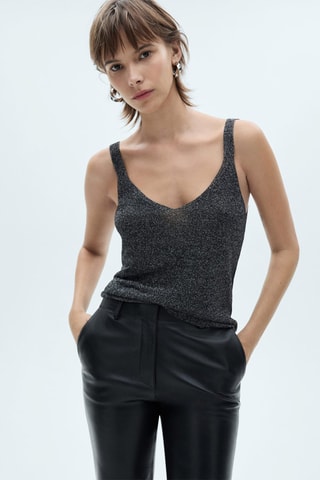 Top maille Lurex - Noir