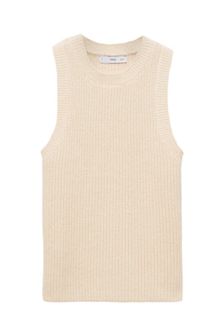 Top laine mélangée maille côtelée - Ecru