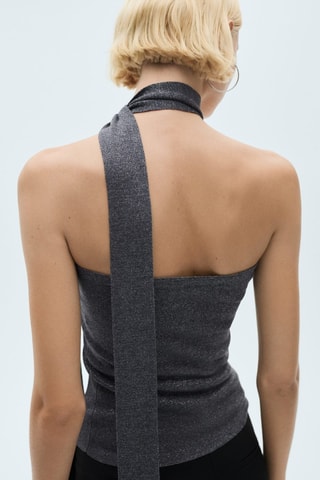 Top Lurex nœud - Gris