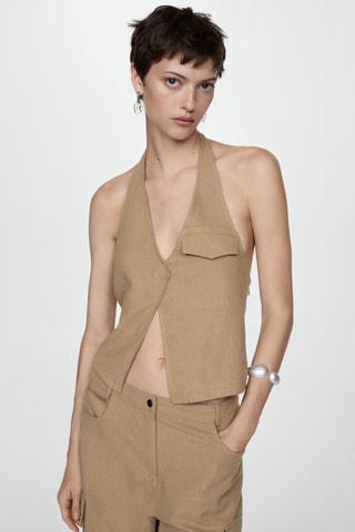 Top emmanchures américaines poche - Marron