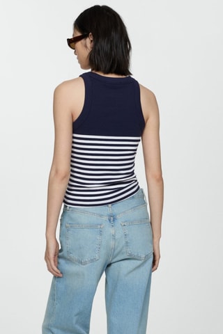 Top imprimé rayures - Bleu marine