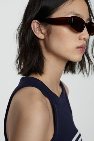 Top imprimé rayures - Bleu marine