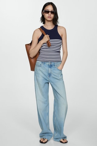 Top imprimé rayures - Bleu marine