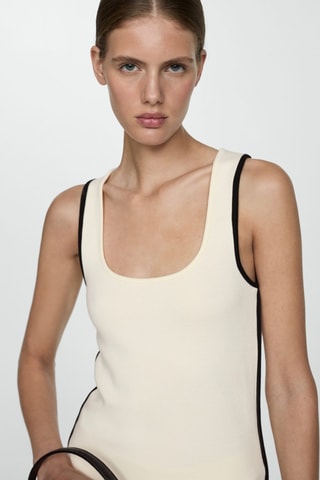 Top maille détails contrastants - Ecru