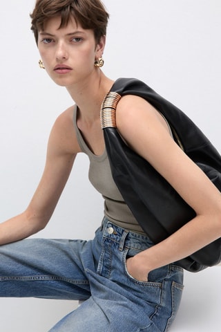 Top maille bretelles - Gris