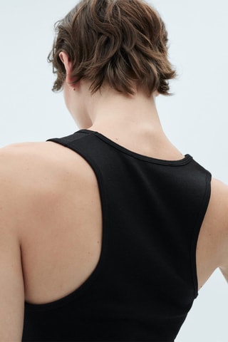 Top coton bretelles larges - Noir