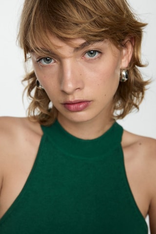 Top maille emmanchures américaines - Vert foncé