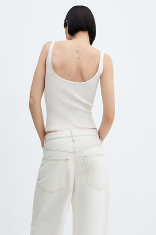 Top maille col V - Ecru