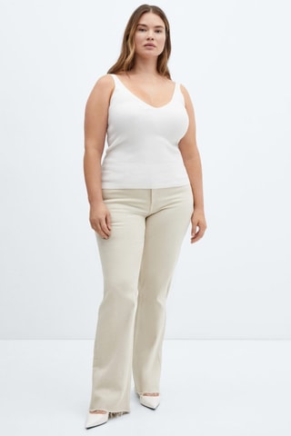 Top maille col V - Ecru