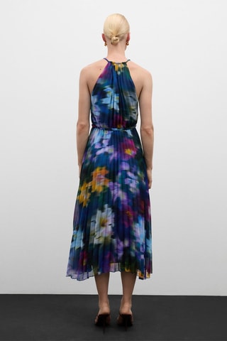 Robe plissée imprimée - Bleu