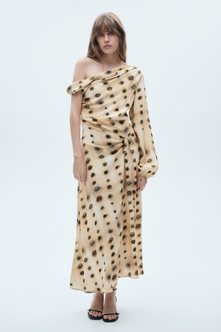 Robe asymétrique pois - Beige