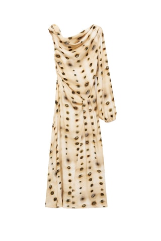 Robe asymétrique pois - Beige
