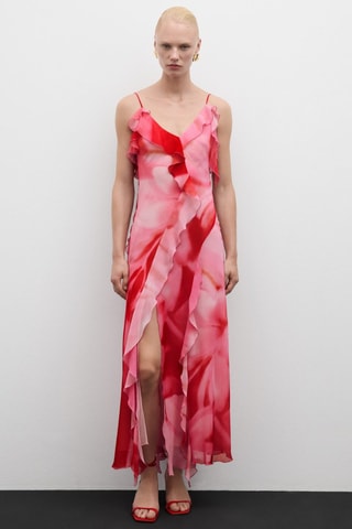 Robe ouverture à volants - Rose et rouge