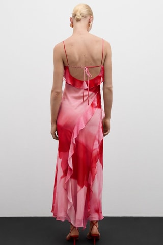 Robe ouverture à volants - Rose et rouge