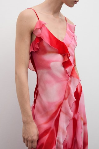 Robe ouverture à volants - Rose et rouge