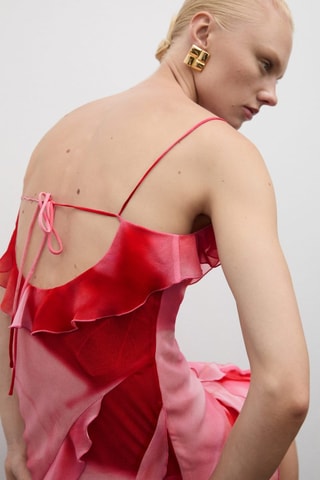 Robe ouverture à volants - Rose et rouge