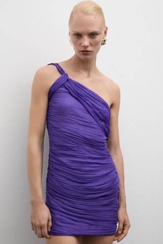 Robe courte asymétrique drapée - Violet