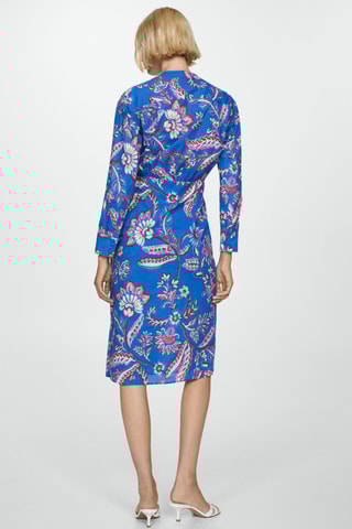 Robe en imprimé fleuri noeud - Bleu