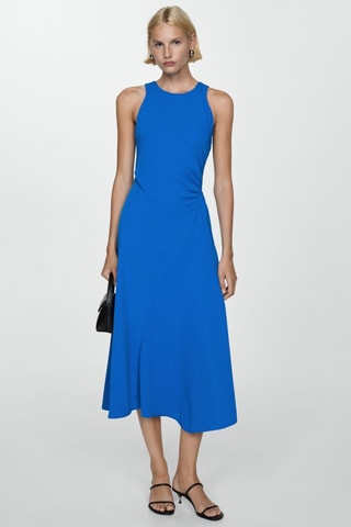 Robe midi détail drapé - Bleu