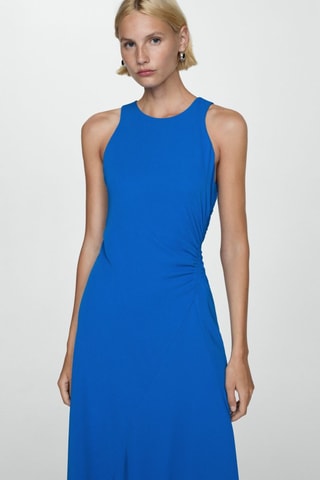 Robe midi détail drapé - Bleu