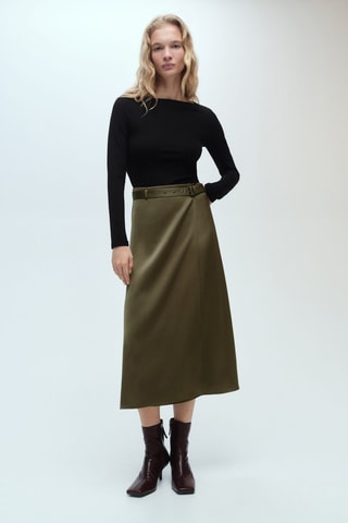 Robe à ceinture tissu combiné - Kaki