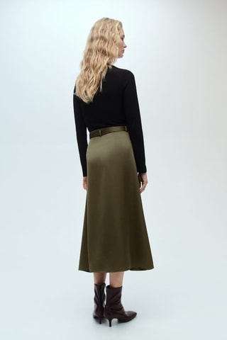 Robe à ceinture tissu combiné - Kaki