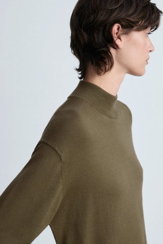 Robe maille col montant - Kaki