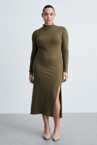 Robe maille ouverture - Kaki