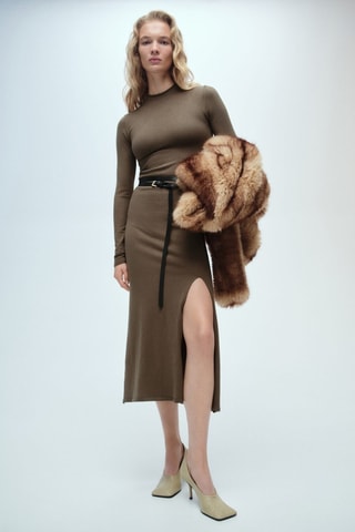 Robe maille ouverture - Kaki