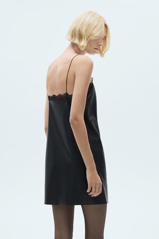 Robe style lingerie similicuir - Noir