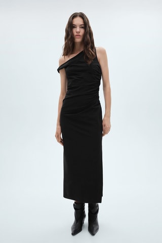 Robe asymétrique détails froncés - Noir