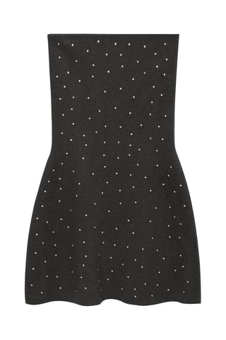 Robe maille détail strass - Gris