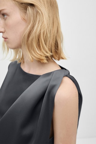 Robe satinée détail noeud - Anthracite