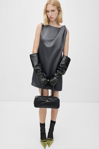 Robe satinée détail noeud - Anthracite