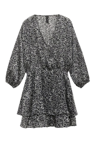 Robe volants en imprimé animal - Noir